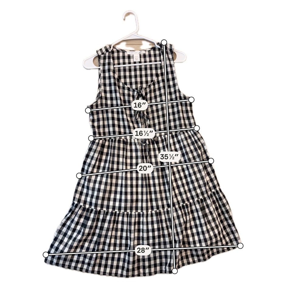 Altar'd State Black White Gingham Lace Up Tiered Babydoll Dress M E1265V180JI - Picture 8 of 9